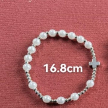 Unisex Geometric Cross Bracelet with Imitation Pearl Inlay Alloy Stainless Steel Accessories