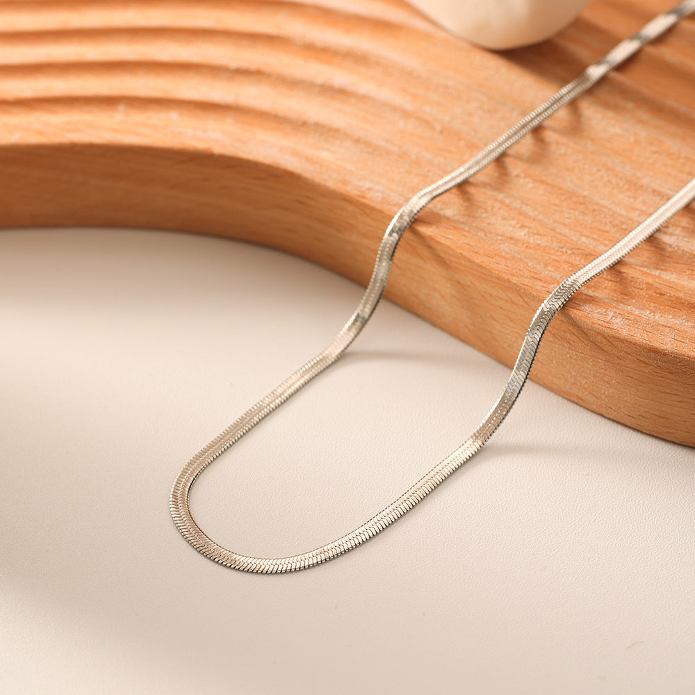 Minimalist Geometric Titanium Steel Plated Snake Chain Necklace for Women