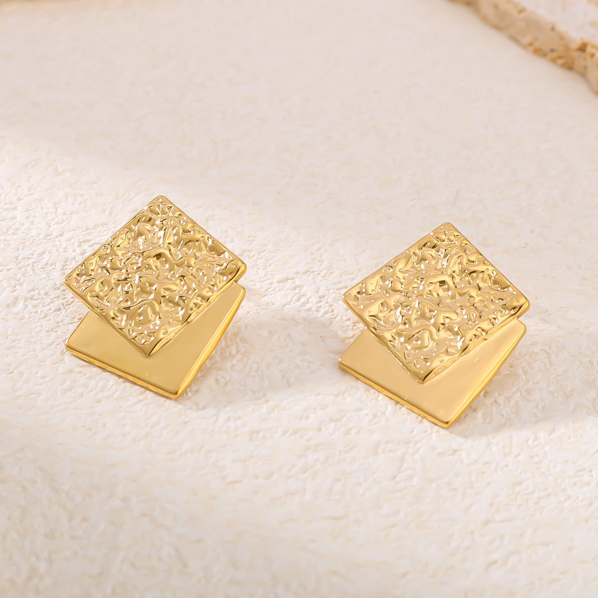 Minimalist Geometric Stainless Steel Earrings with 18K Gold Plating for Women