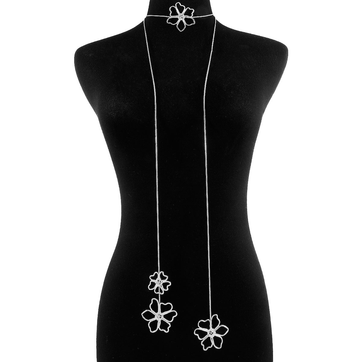 Collana Girocollo Floreale Vintage da Donna in Lega con Design Geometrico e Finitura Elettroplaccata