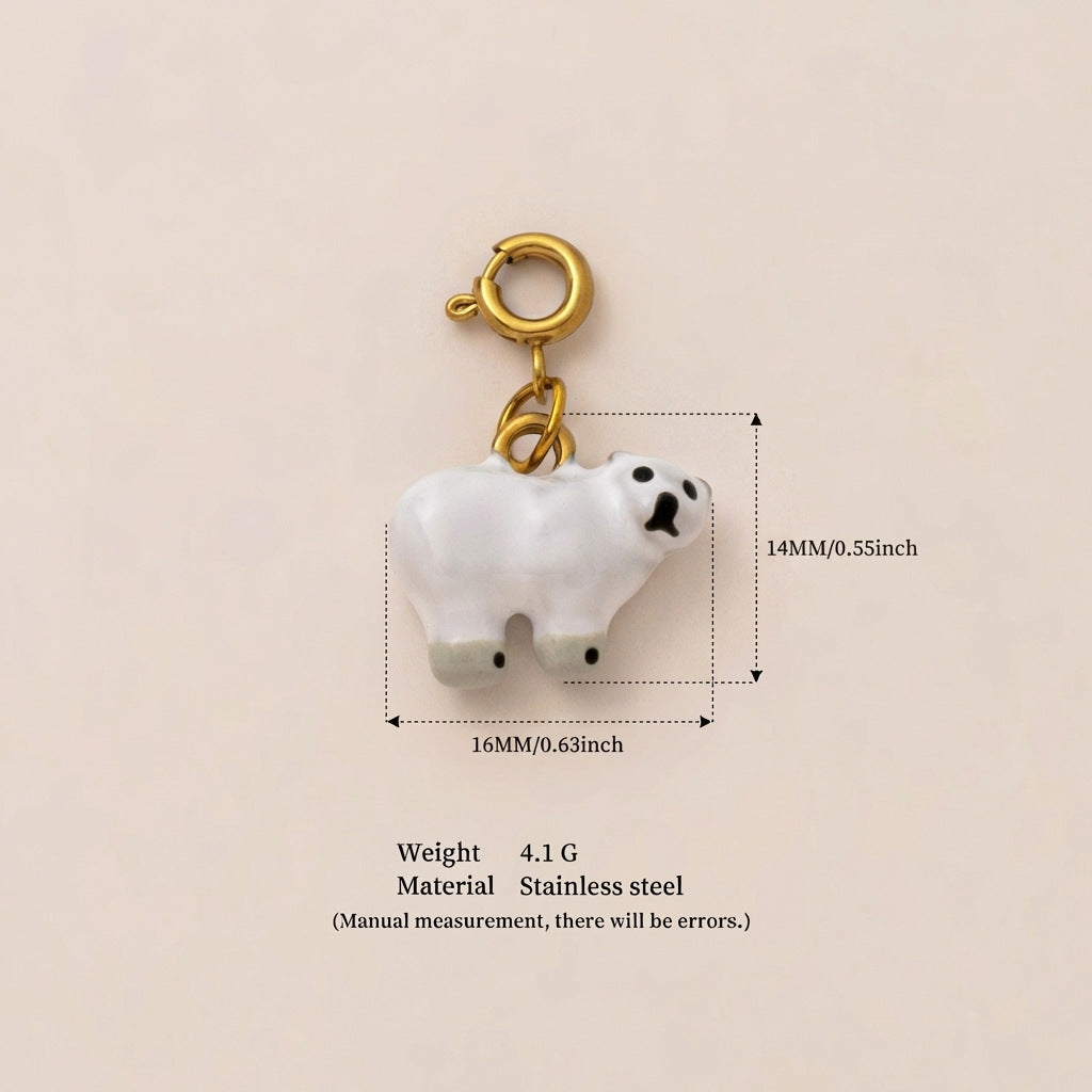 Vintage 18K Gold Plated Stainless Steel Animal Pendant Charm Bar for Women