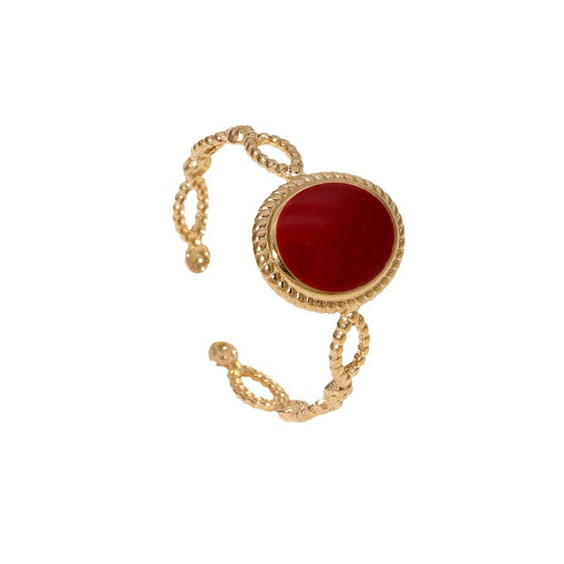 Anello vintage regolabile in acciaio inossidabile placcato oro da donna, ipoallergenico e resistente allo scolorimento