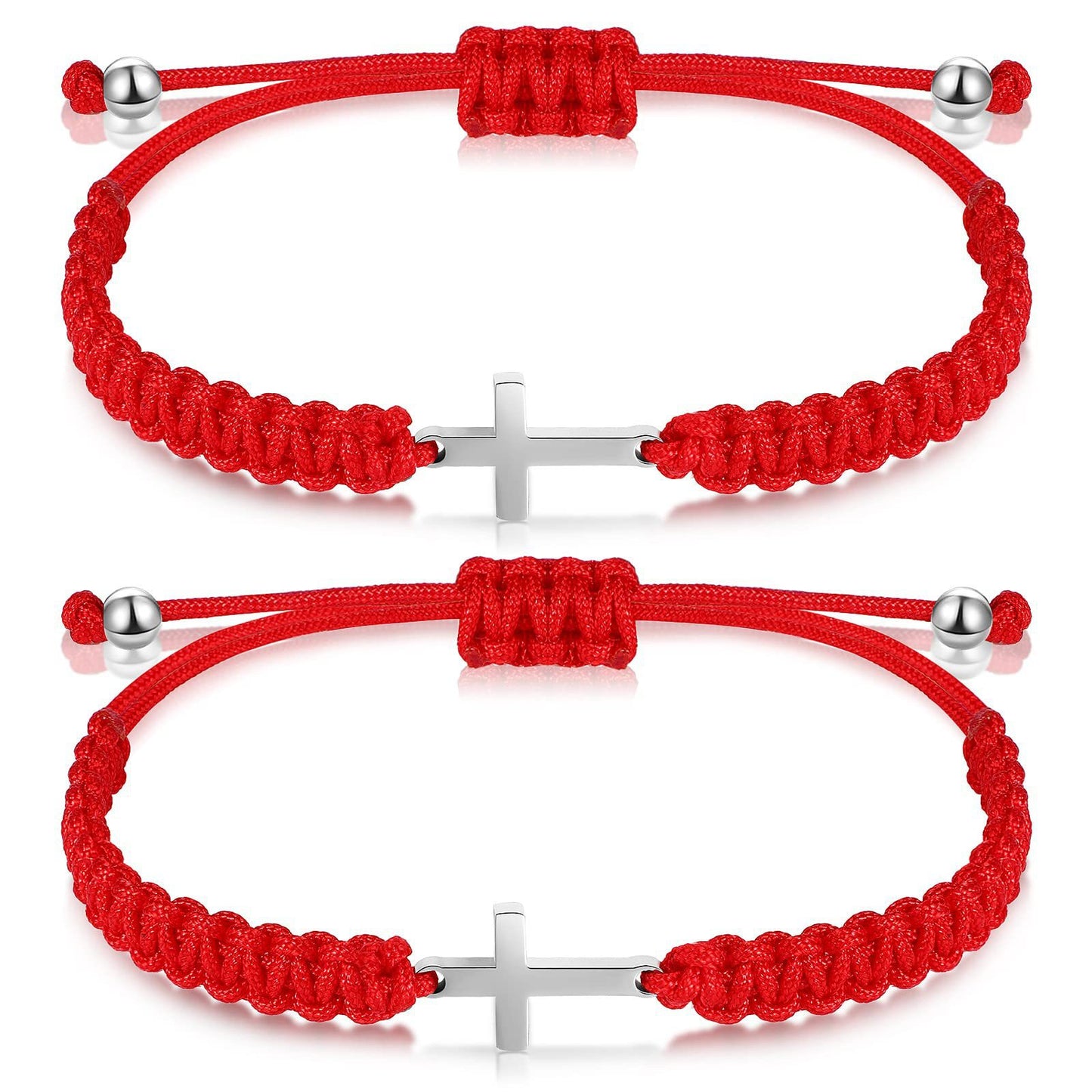 Handmade Braided Stainless Steel Cross Bracelet Unisex Friendship Jewelry Set