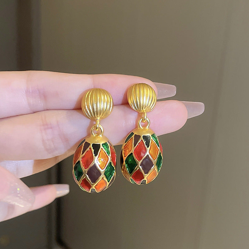 Vintage-Style Dripping Water Drop and Geometric Earrings in Alloy with Rhinestone Inlay for Women