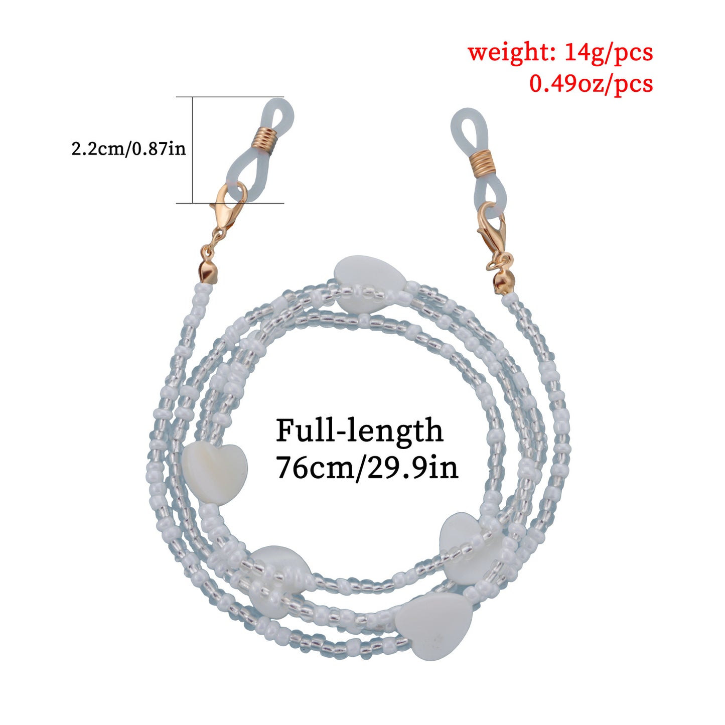 Minimalist Elegant Heart White Pearl Alloy Glasses Chain for Women