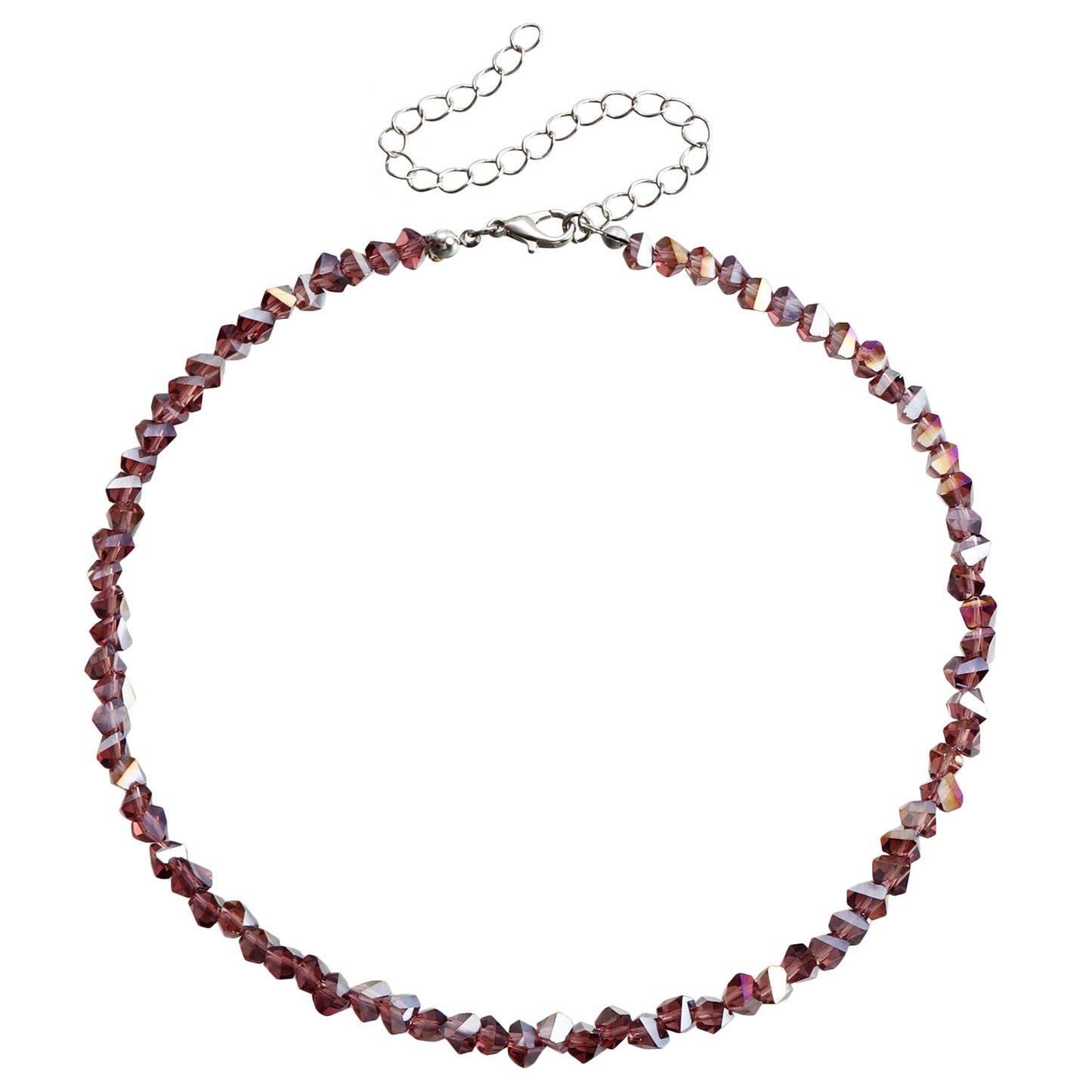 Collar de cuentas de cristal negro estilo geométrico para mujer con acabado chapado y diseño de cadena para clavícula