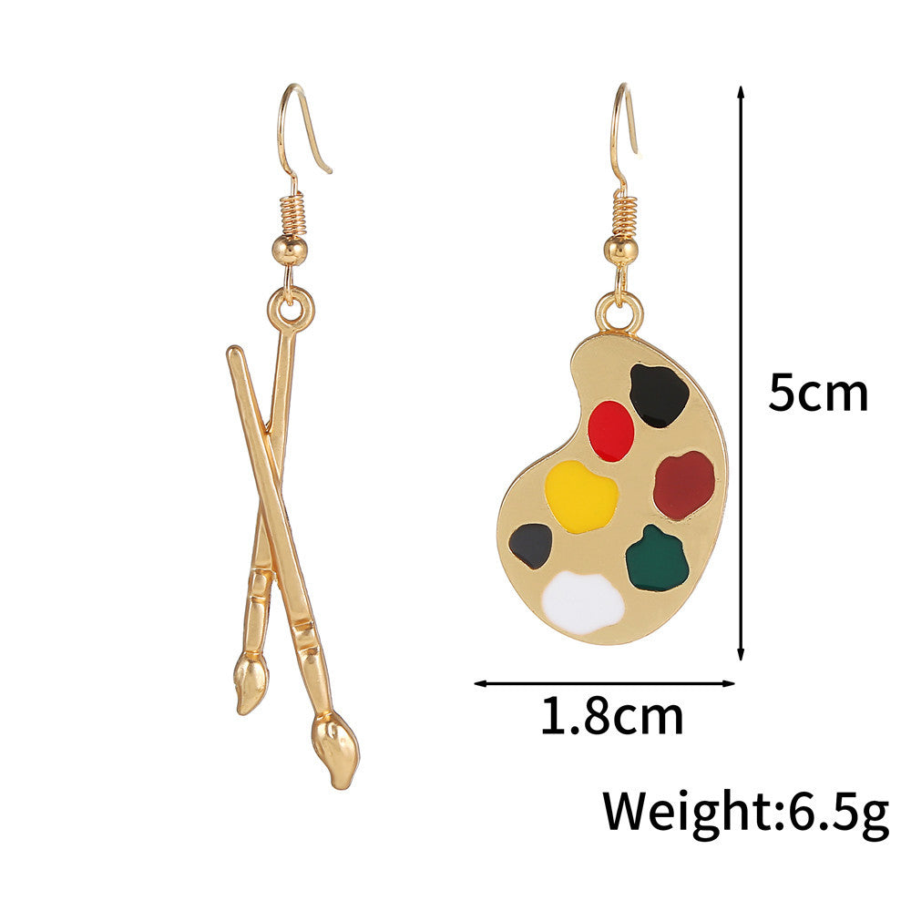 Sweet Cartoon Geometric Round Drip Oil Alloy Earrings for Women