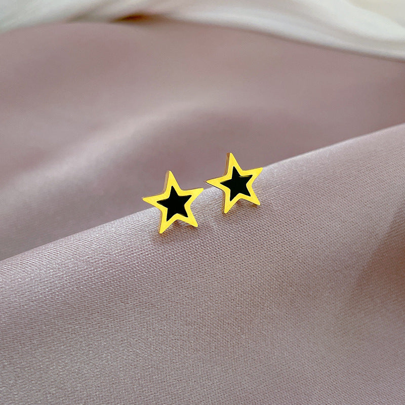 Minimalist Geometric Star and Shell Shape Titanium Steel Stud Earrings with Plating Finish for Women