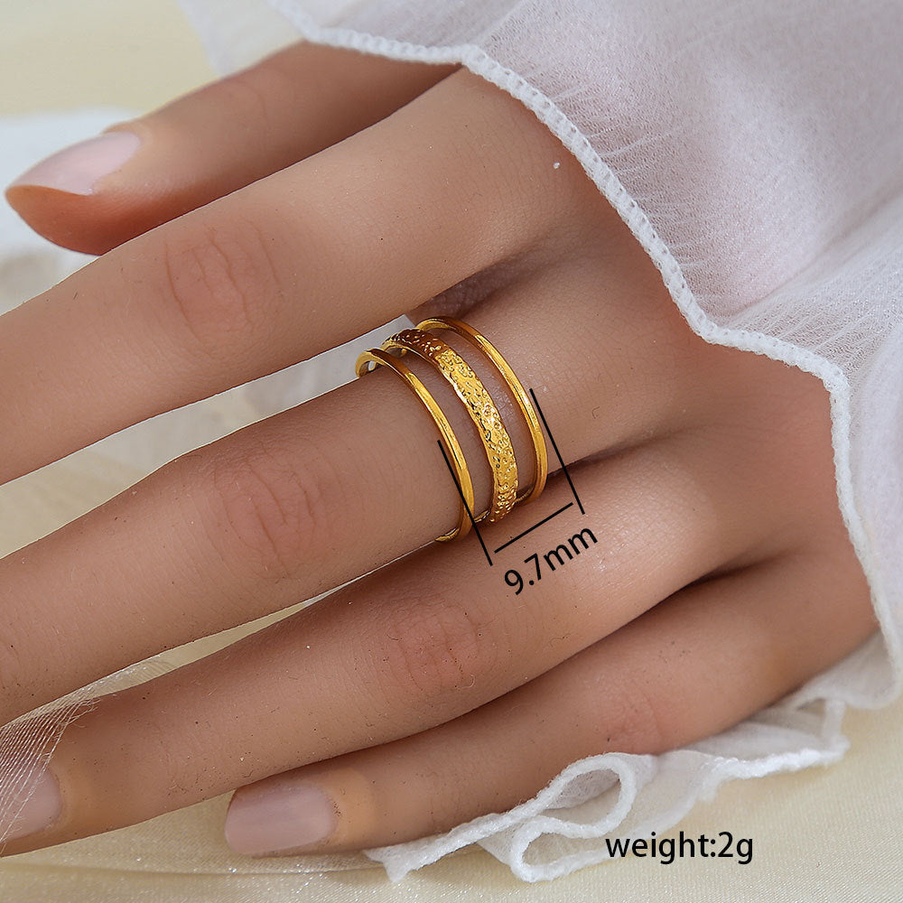 Anello aperto regolabile geometrico in acciaio al titanio con finitura galvanica per donna e uomo, gioielli moderni e minimalisti