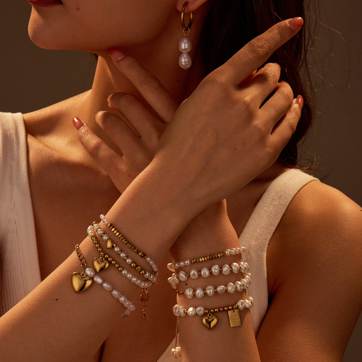 Elegant Baroque Style Geometric Stainless Steel Bracelet and Earrings Set with Plating Finish for Women