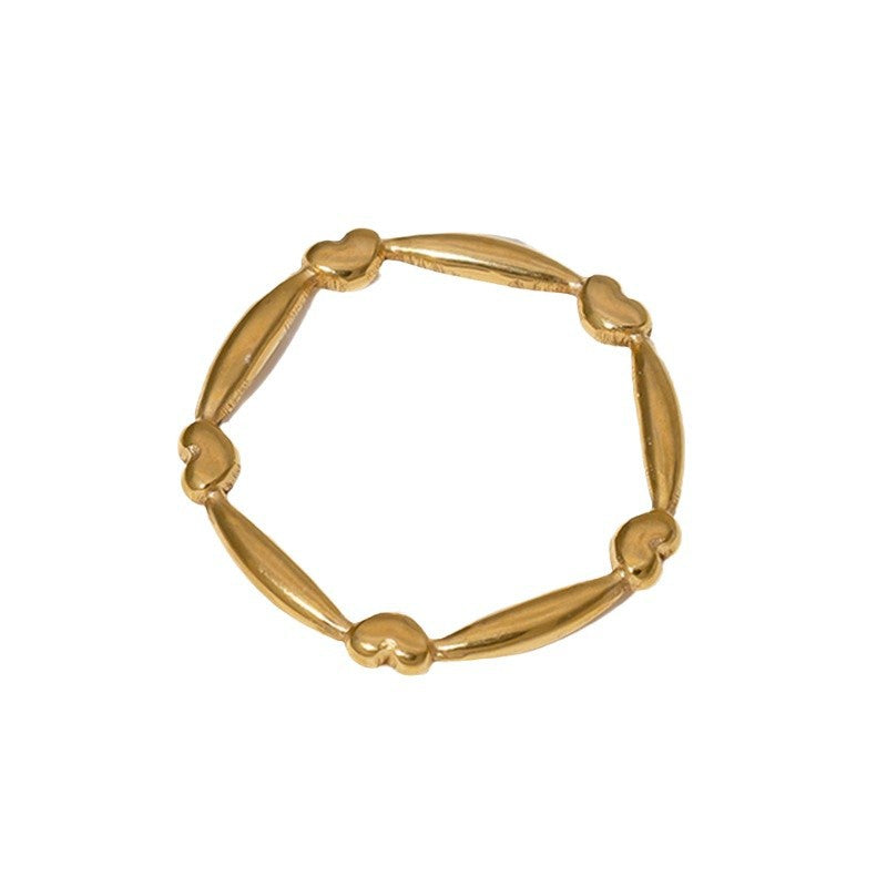 Anello da donna in acciaio inossidabile a forma di cuore, minimalista, con finitura galvanica
