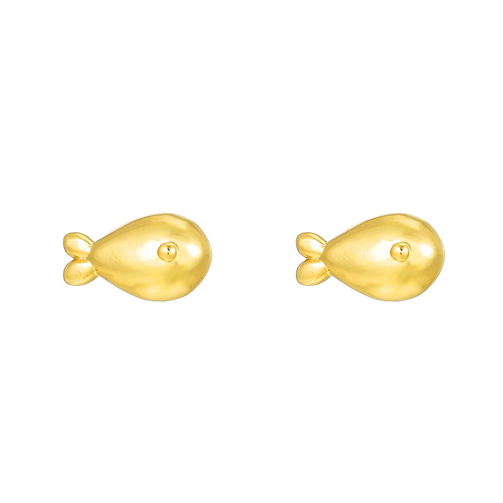 Fashion OL Octopus Shell Conch Starfish Turtle Ear Studs for Women with Copper Base and Gold Plating Featuring Rhinestone Accents