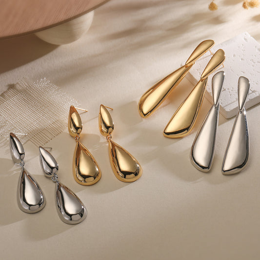 Orecchini a Goccia da Donna Vintage Minimalisti Geometrici Placcati Oro Rame
