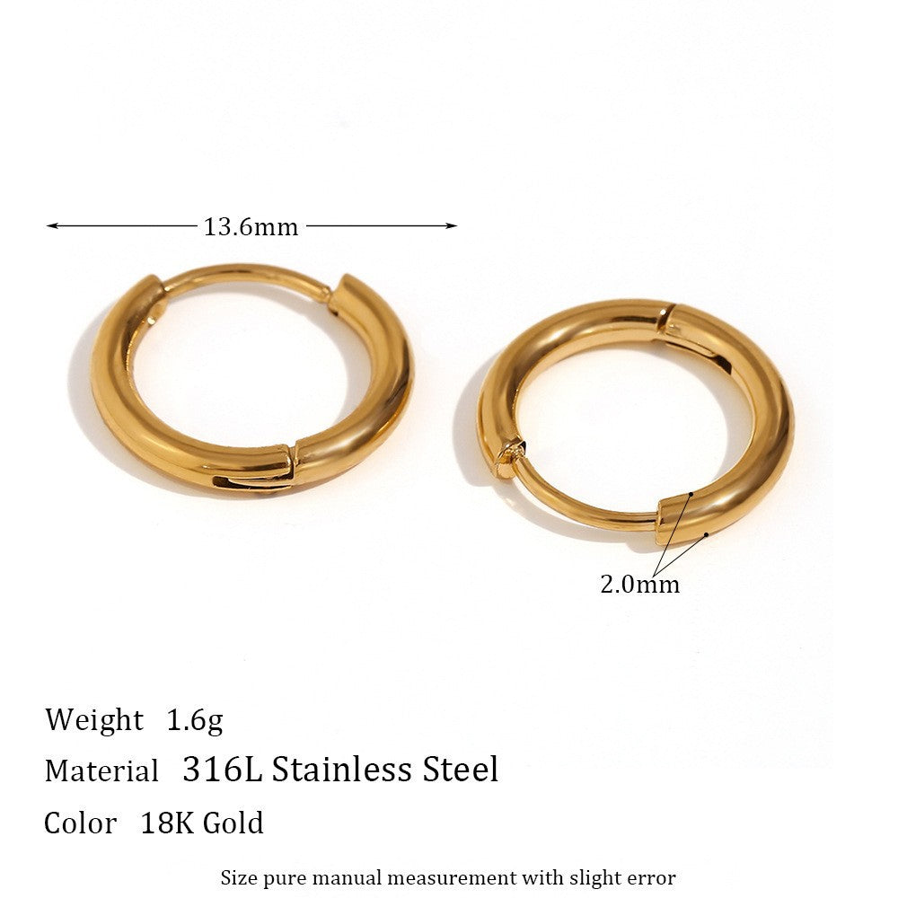 Minimalist Geometric Stainless Steel Ear Cuffs and Hoop Earrings with 18K Gold Plating for Women