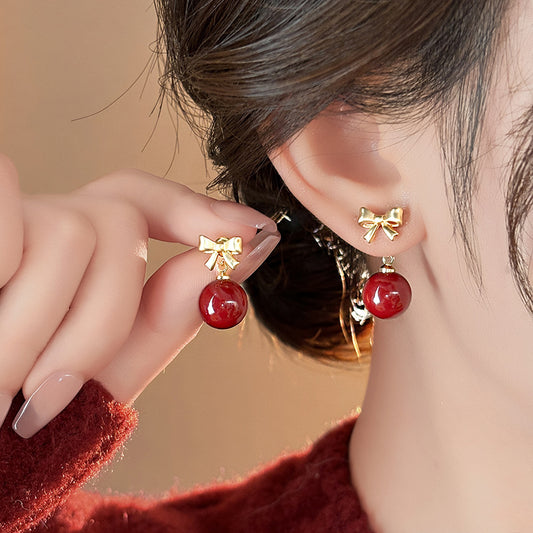 Pendientes Elegantes Minimalistas de Resina con Forma de Lazo para Mujer con Postes de Acero Bañado, Accesorio de Moda de Lujo