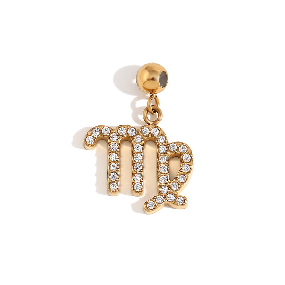 Collana da Donna Minimalista con Pendente Zodiacale in Acciaio Inossidabile con Placcatura in Oro 18 carati, Stile Acciaio al Titanio