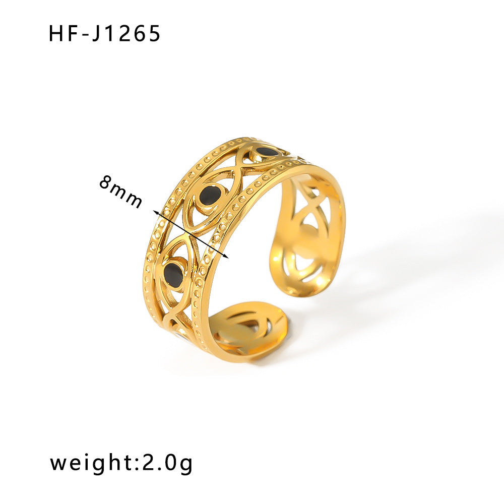 Minimalist Geometric Stainless Steel Ring with 18K Vacuum Plated Finish for Women