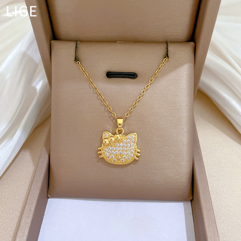 Collana a farfalla geometrica di lusso in acciaio al titanio con intarsio di strass per donne e uomini