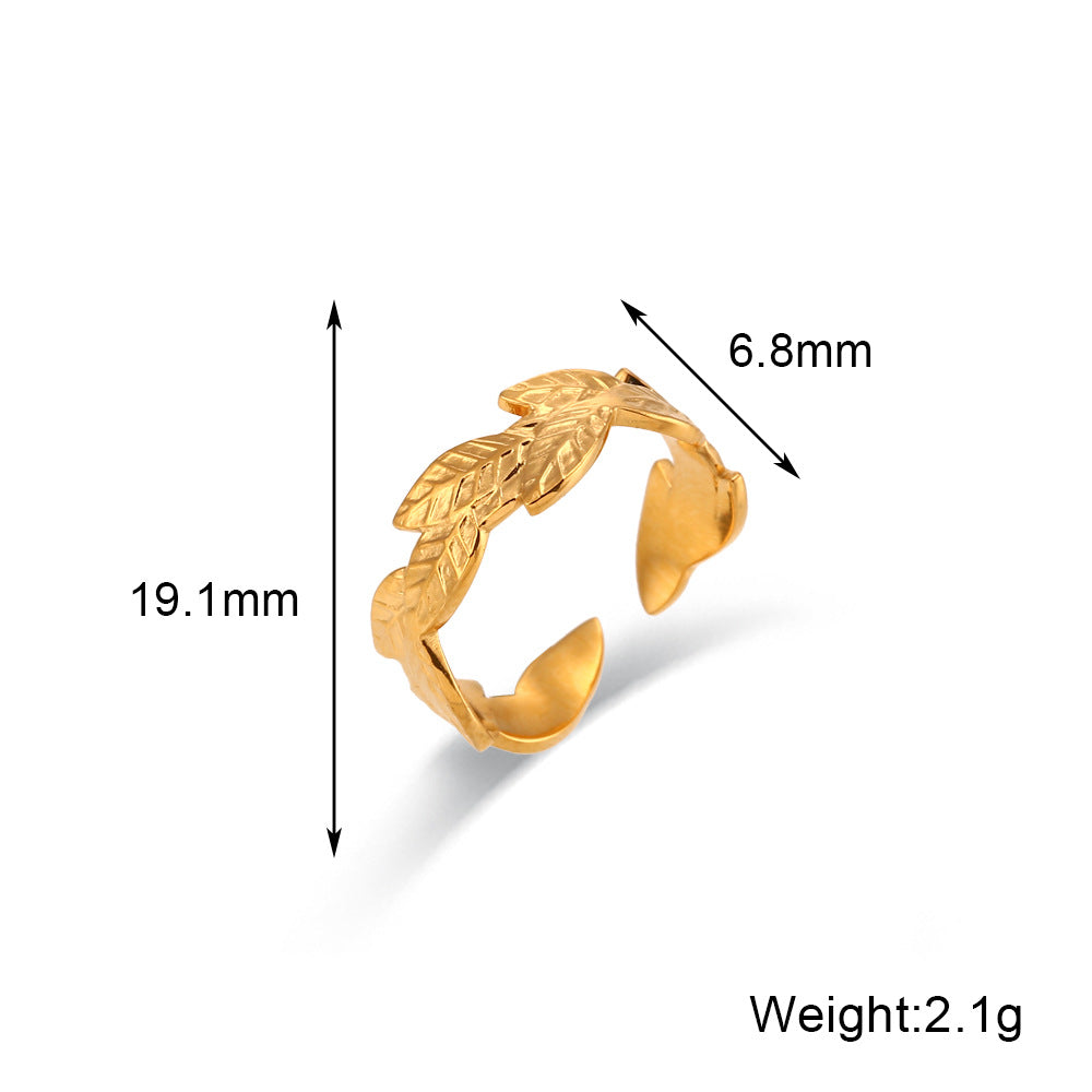 Anello Minimalista Geometrico in Acciaio Inossidabile Placcato Oro 18K con Intarsio di Zirconi da Donna