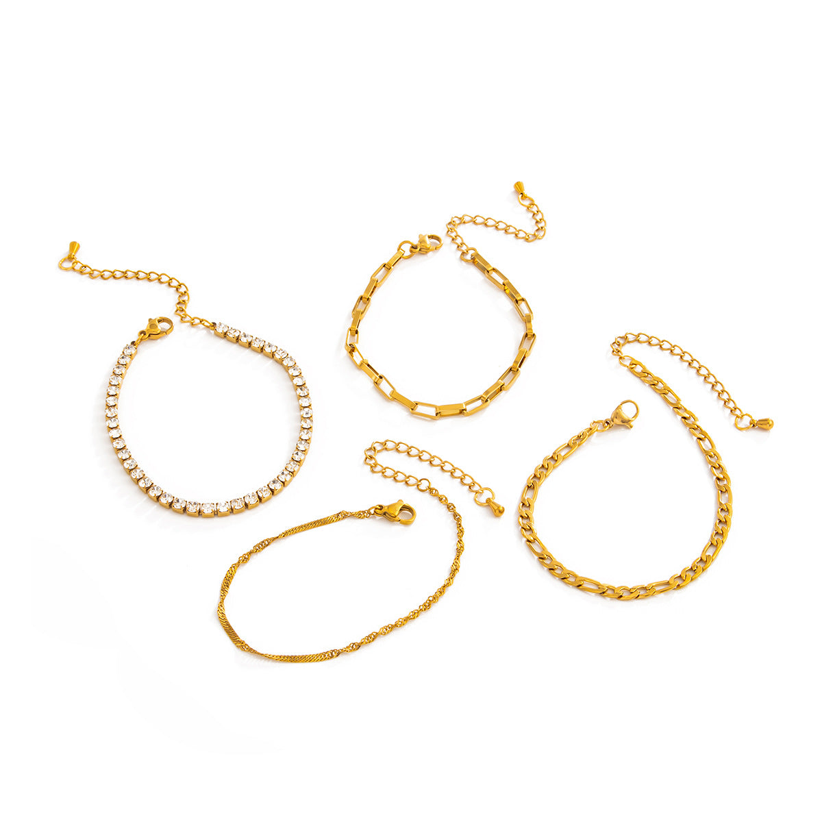 Elegant Rhinestone Inlaid Geometric Oval Stainless Steel Plated Bracelet for Women