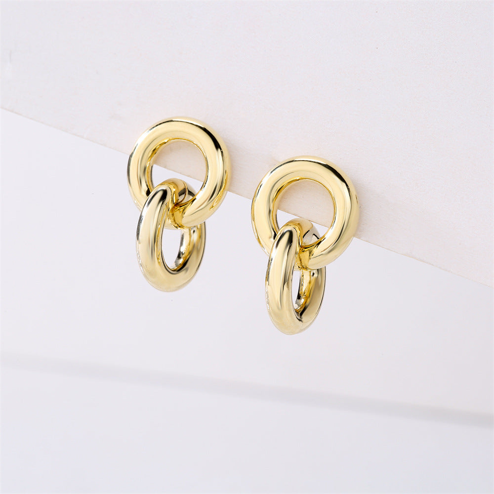 Geometric Minimalist Earrings in Copper with 14K Gold Plating and 925 Sterling Silver Posts