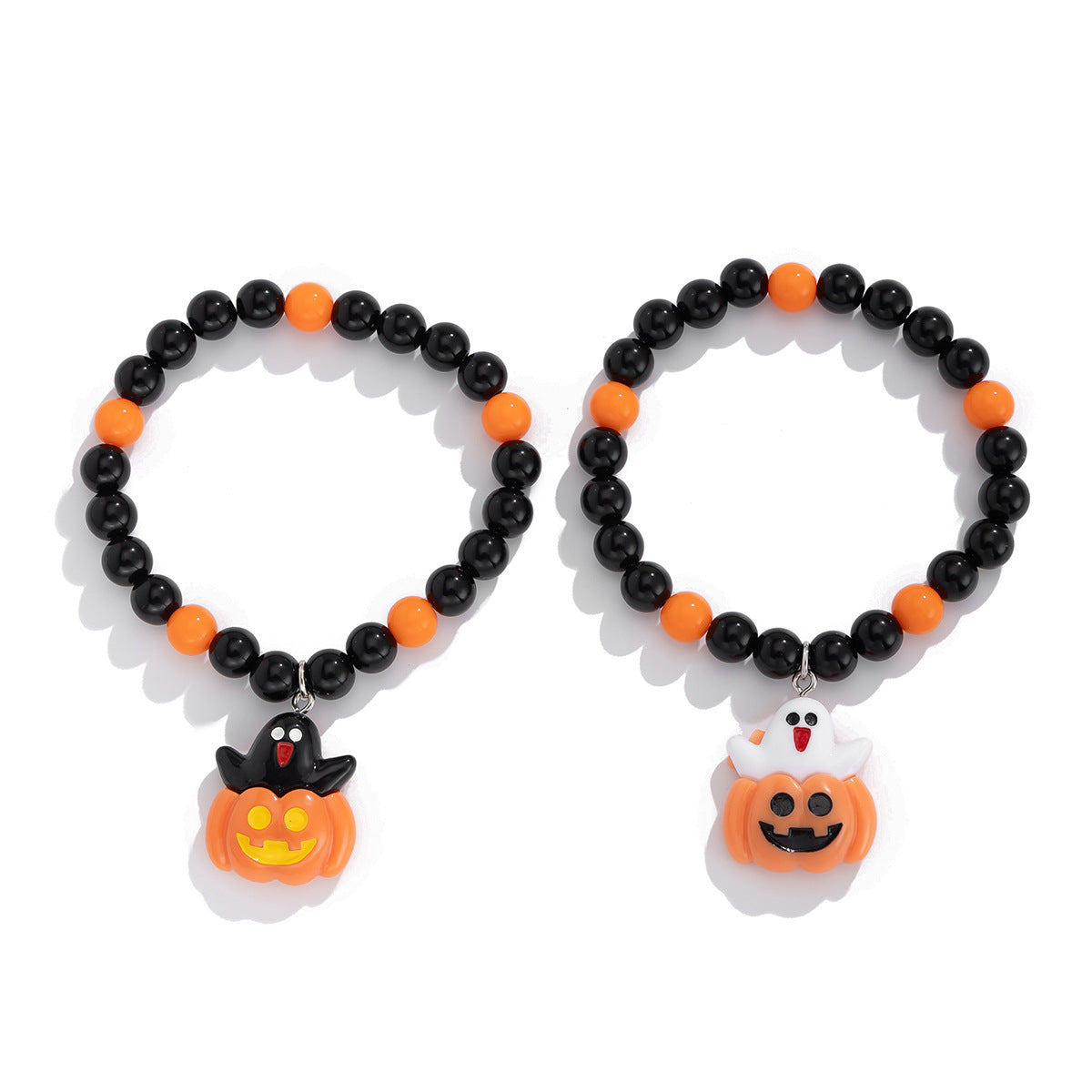 Pulsera de Calabaza de Halloween con Diseño de Cuentas Hecho a Mano para Uso Unisex, Lindo Accesorio de Fiesta con Estética de Dibujos Animados y Juguetona