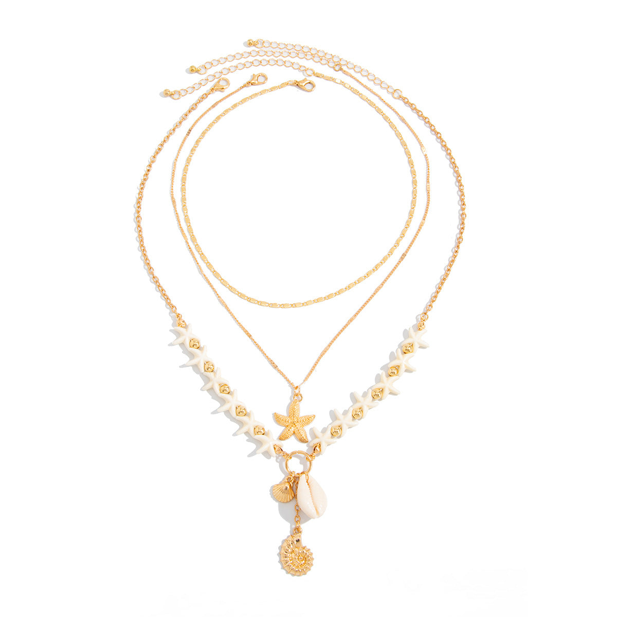 Bohemian Plated Brass Zinc Alloy Animal Shell Starfish Pendant Necklace for Women