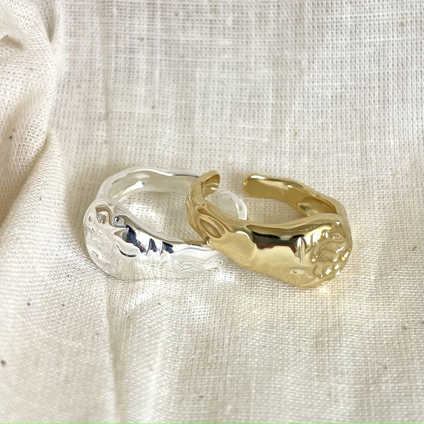 Minimalist Irregular Geometric Silver Ring for Women with Heart Shape Design in 925 Sterling Silver