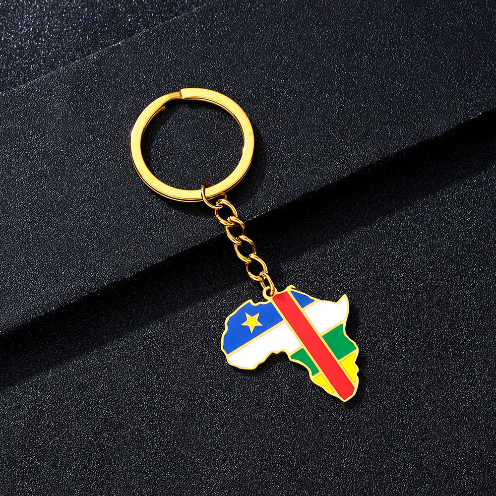 Llavero minimalista de acero inoxidable con forma del continente africano, esmaltado, para regalos y recuerdos