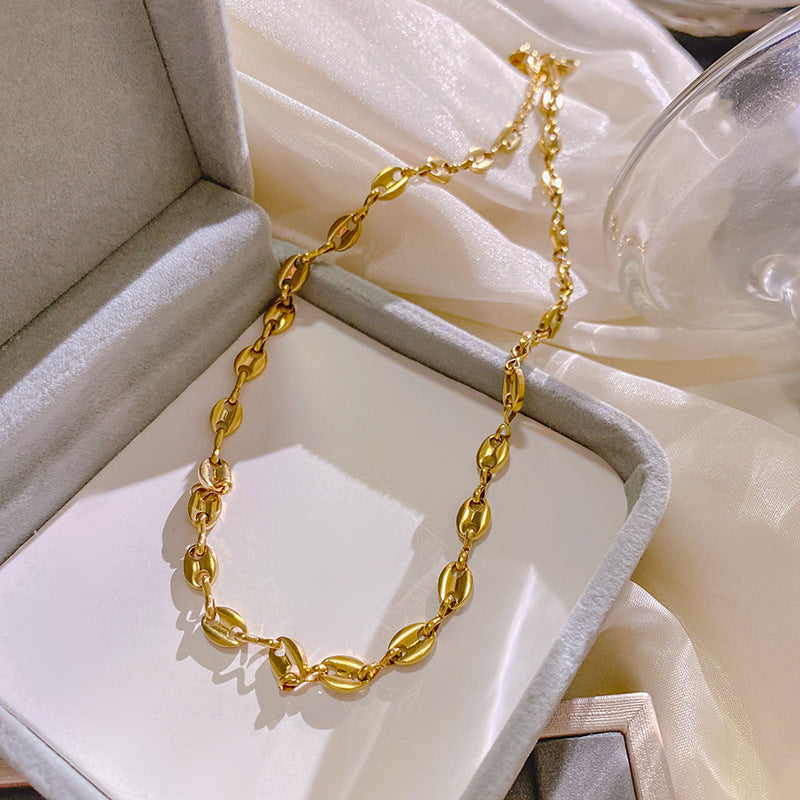Sporty Casual Gold Plated Titanium Steel Necklace for Unisex