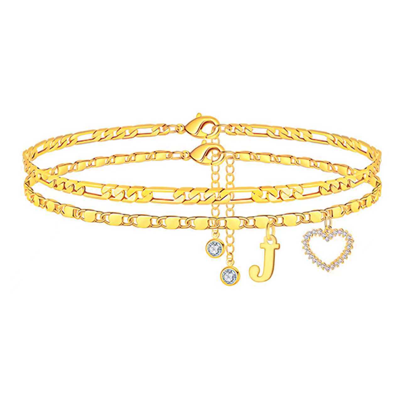 Minimalist Heart Letter Alloy Rope Chain Anklet for Women