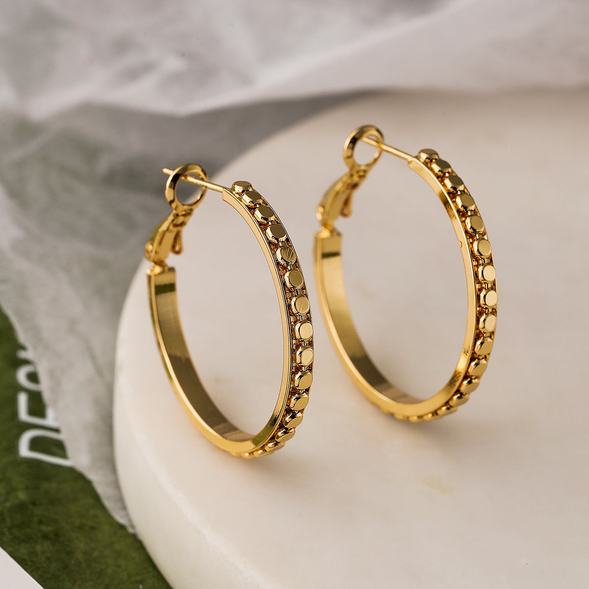 Minimalist Geometric Copper Hoop Earrings with Gold Plating for Women, Irregular Shape Fashion Ear Jewelry