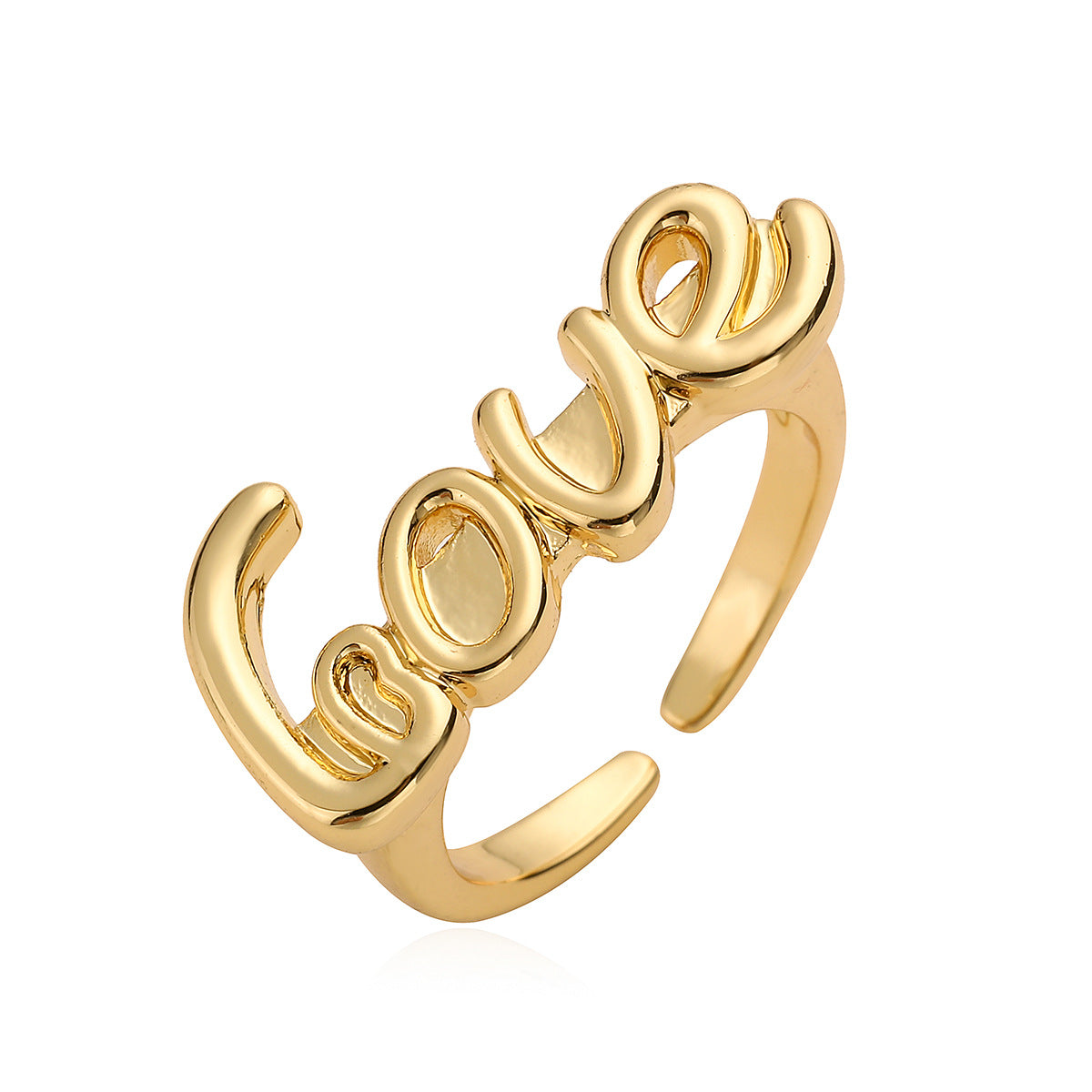 Minimalist Geometric Open Ring for Women Made of Brass with Real Gold Plating, Irregular Design