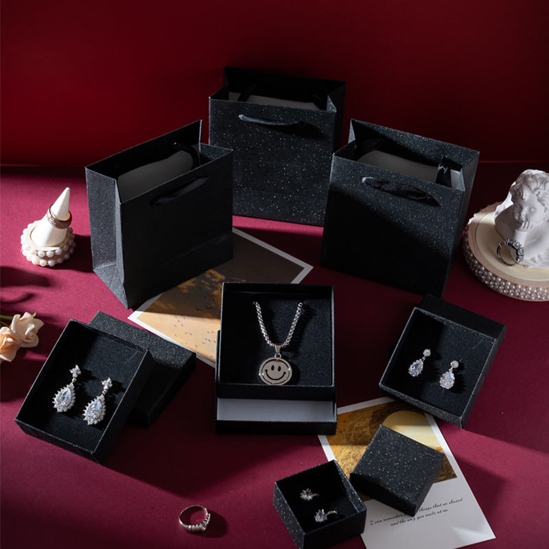 Gold Foil Jewelry Box with Hinged Lid for Rings Earrings Necklaces Bracelets Display and Gift Packaging