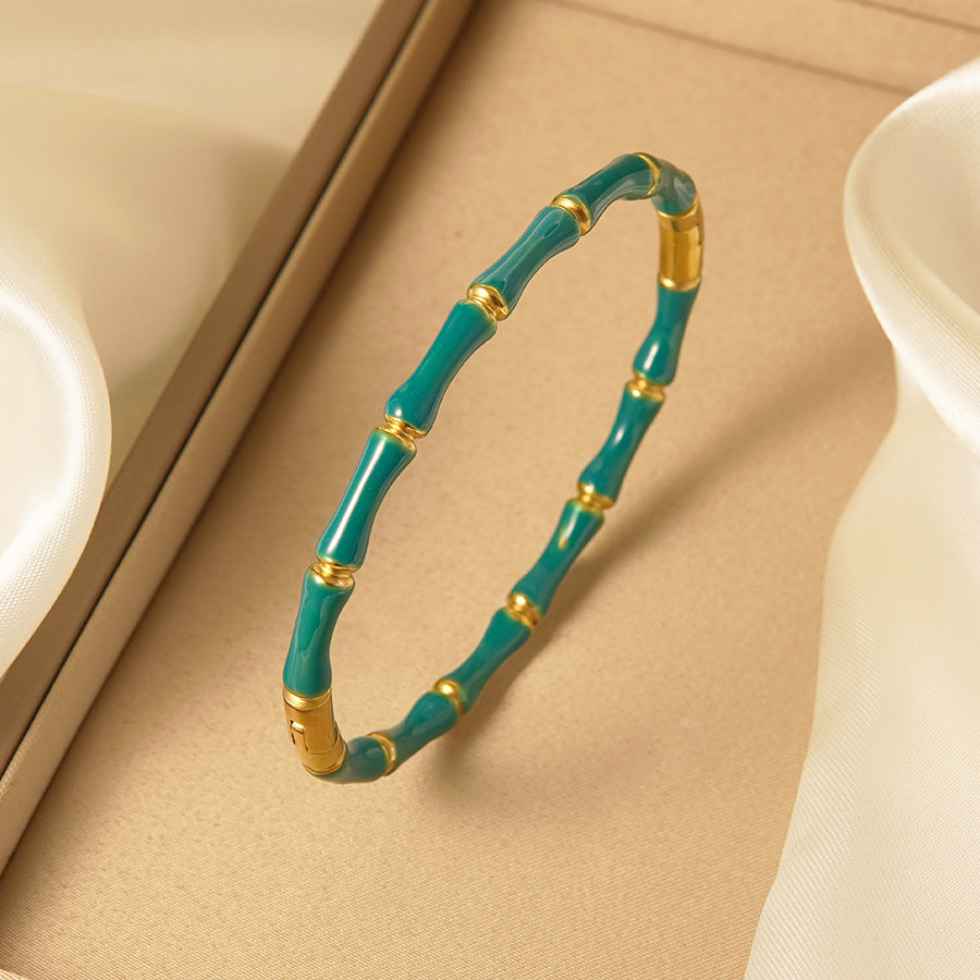 Elegant 18K Gold Plated Geometric Round Titanium Steel Bracelet