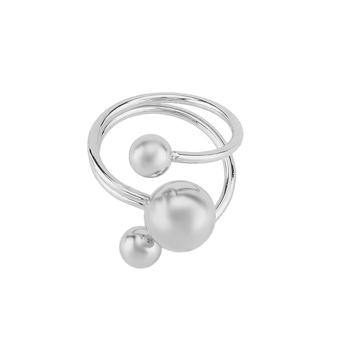 Anillo de puño de doble capa con forma geométrica ajustable para mujer, de hierro con acabado chapado