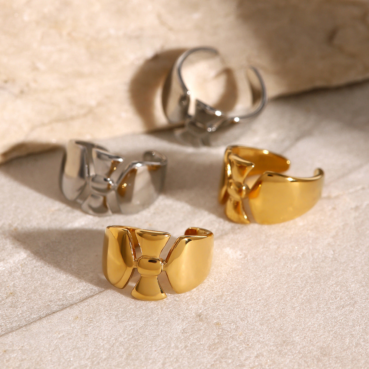 Fashion Stainless Steel Plated Bow U-Shape Clip-On Earrings for Women