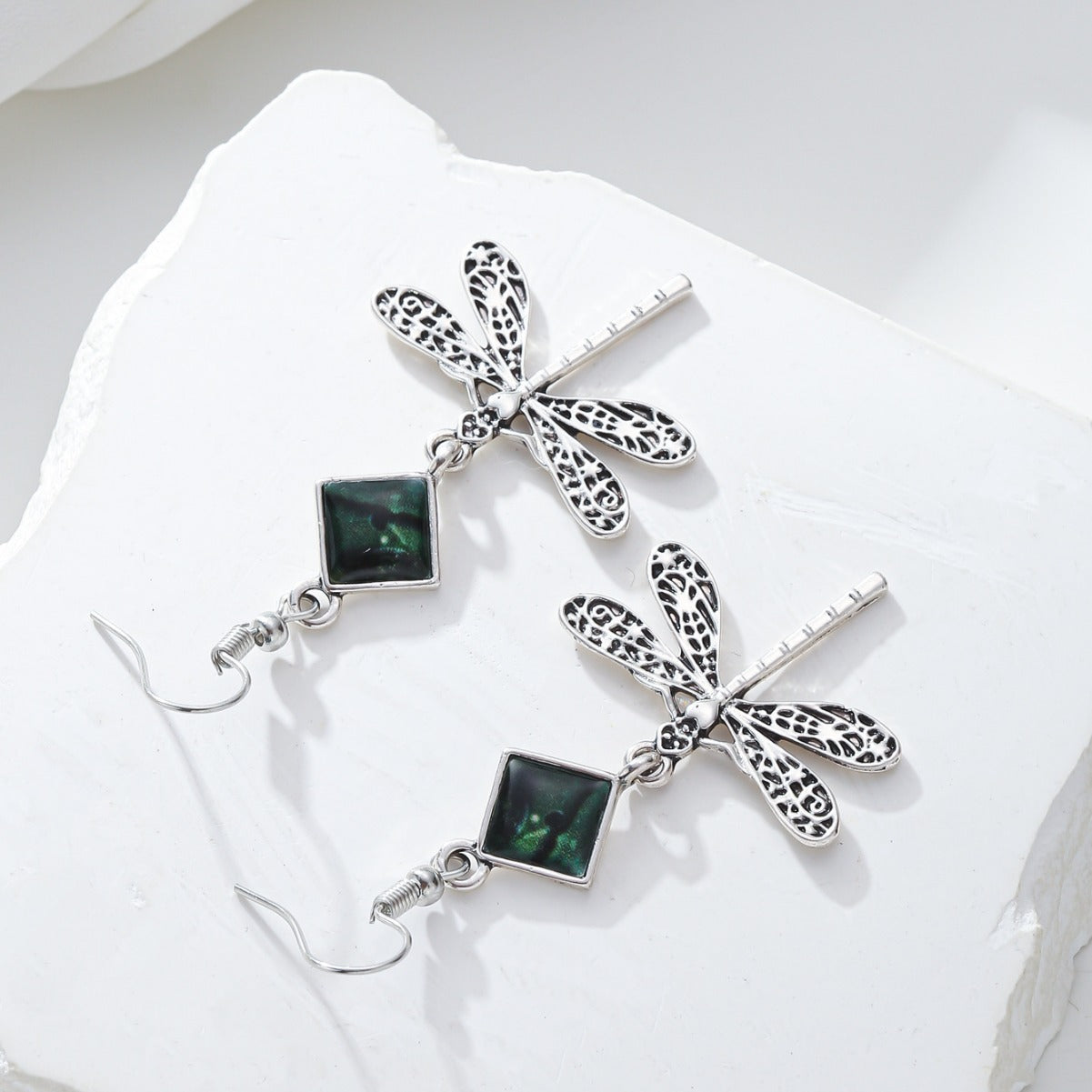 Minimalist Dragonfly Earrings in Alloy with Enamel Finish, Geometric Insect Design for Women