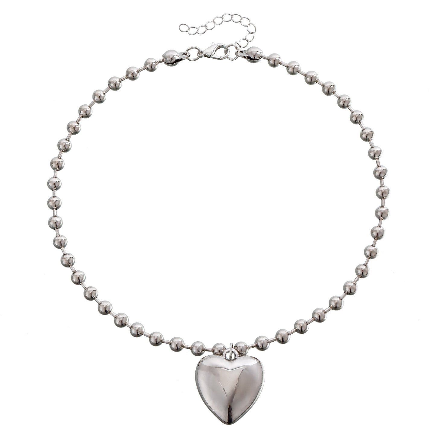 Minimalist Red Heart Pendant Necklace for Women Alloy Geometric Shape Plated Clavicle Chain