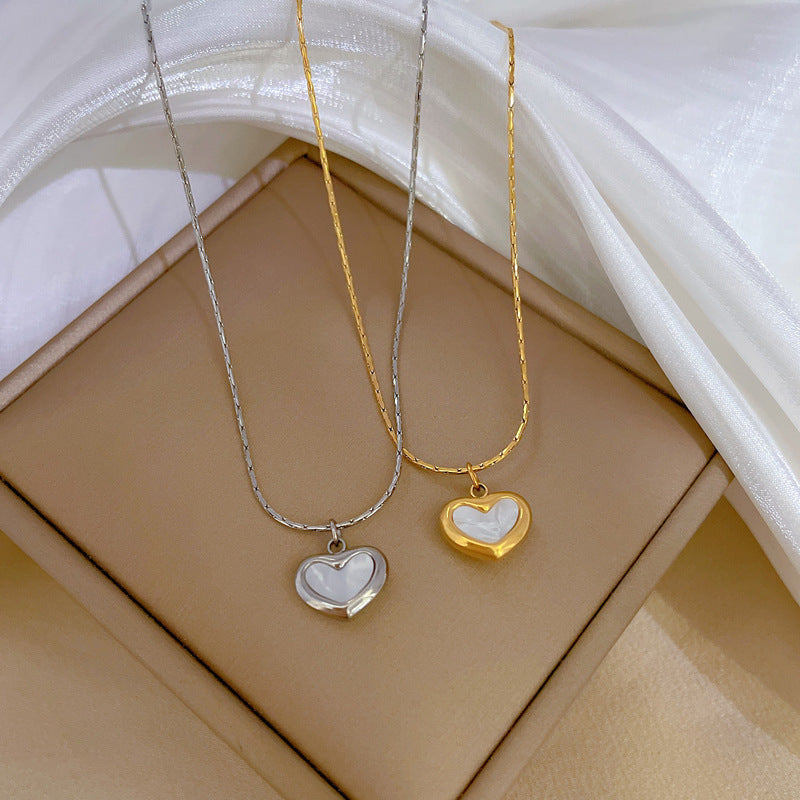 Minimalist Heart Geometric Titanium Steel Collar Necklace for Women