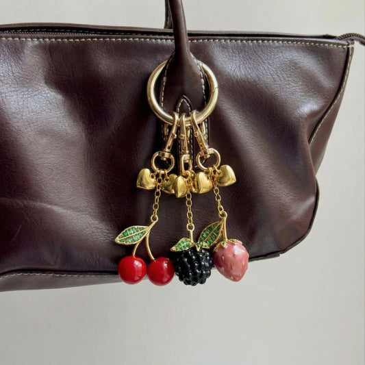 Minimalist Fruit Heart Metal Plated Bag Charm Pendant