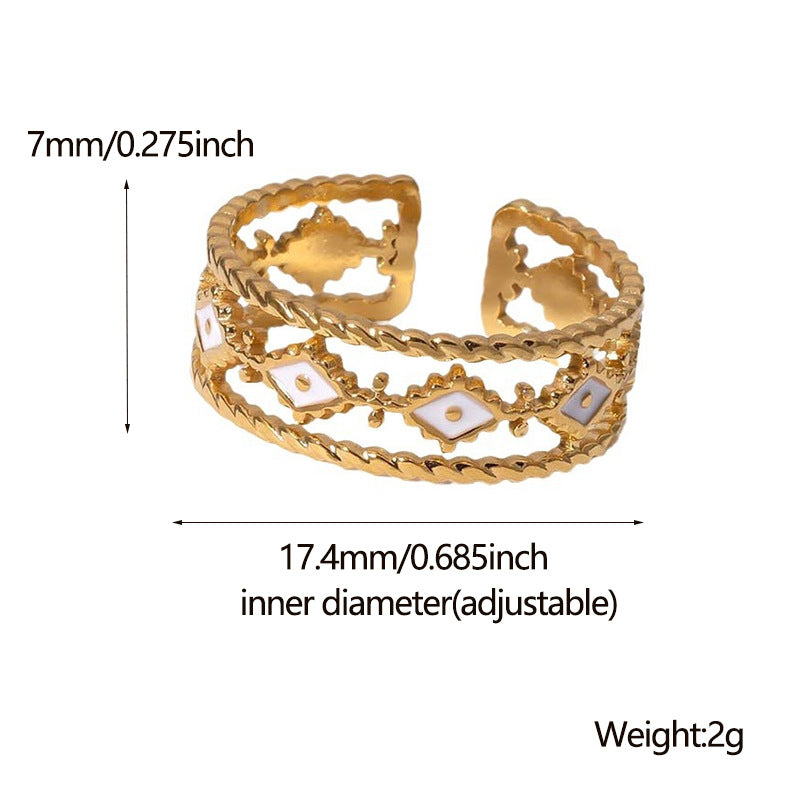 Anello regolabile da donna in acciaio inossidabile con design a occhio e finitura galvanica