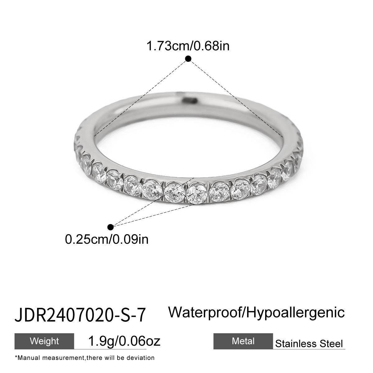 Geometric Round Stainless Steel PVD Ring with Cubic Zirconia for Women