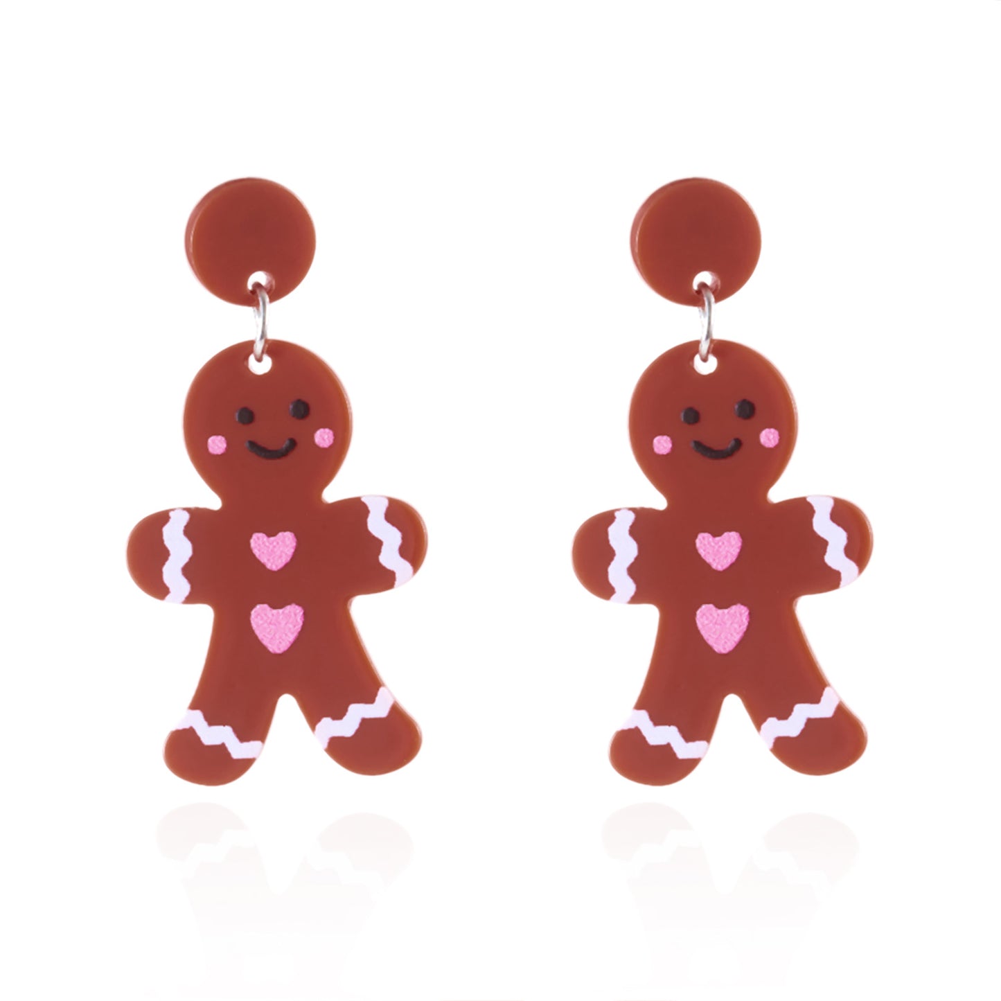 Cute Christmas Deer and Bell Acrylic Earrings for Women with Printed Holiday Design