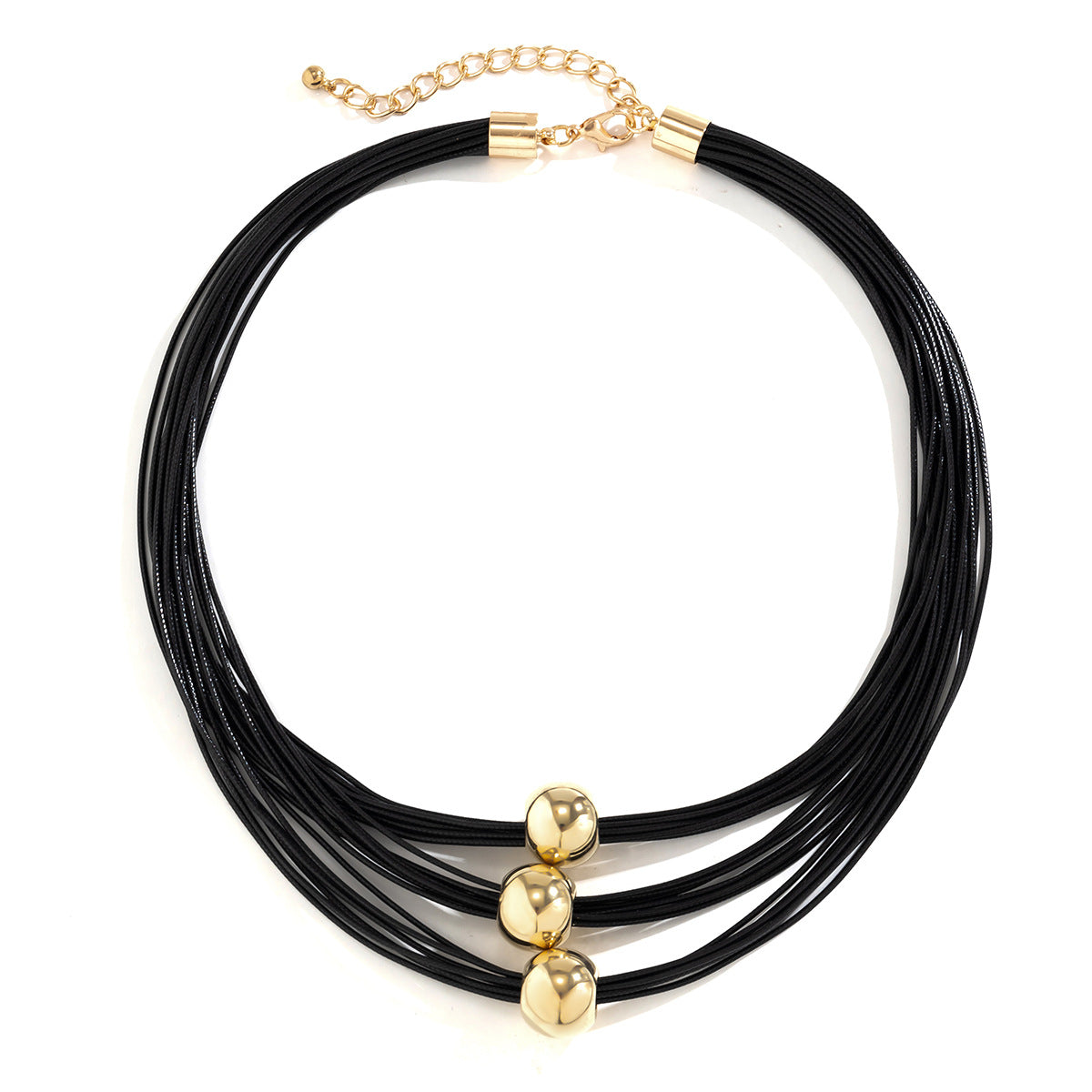 Collana Girocollo Minimalista Geometrica con Perline per Donna con Catena Metallica Regolabile e Finitura Galvanizzata