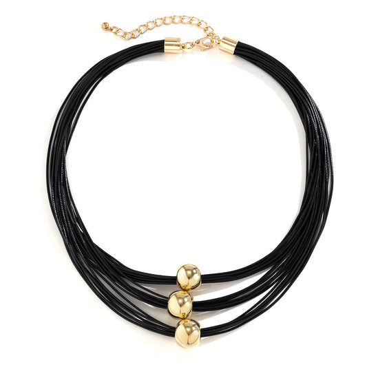 Gargantilla geométrica minimalista con abalorios para mujer con cadena de metal ajustable y acabado galvanizado