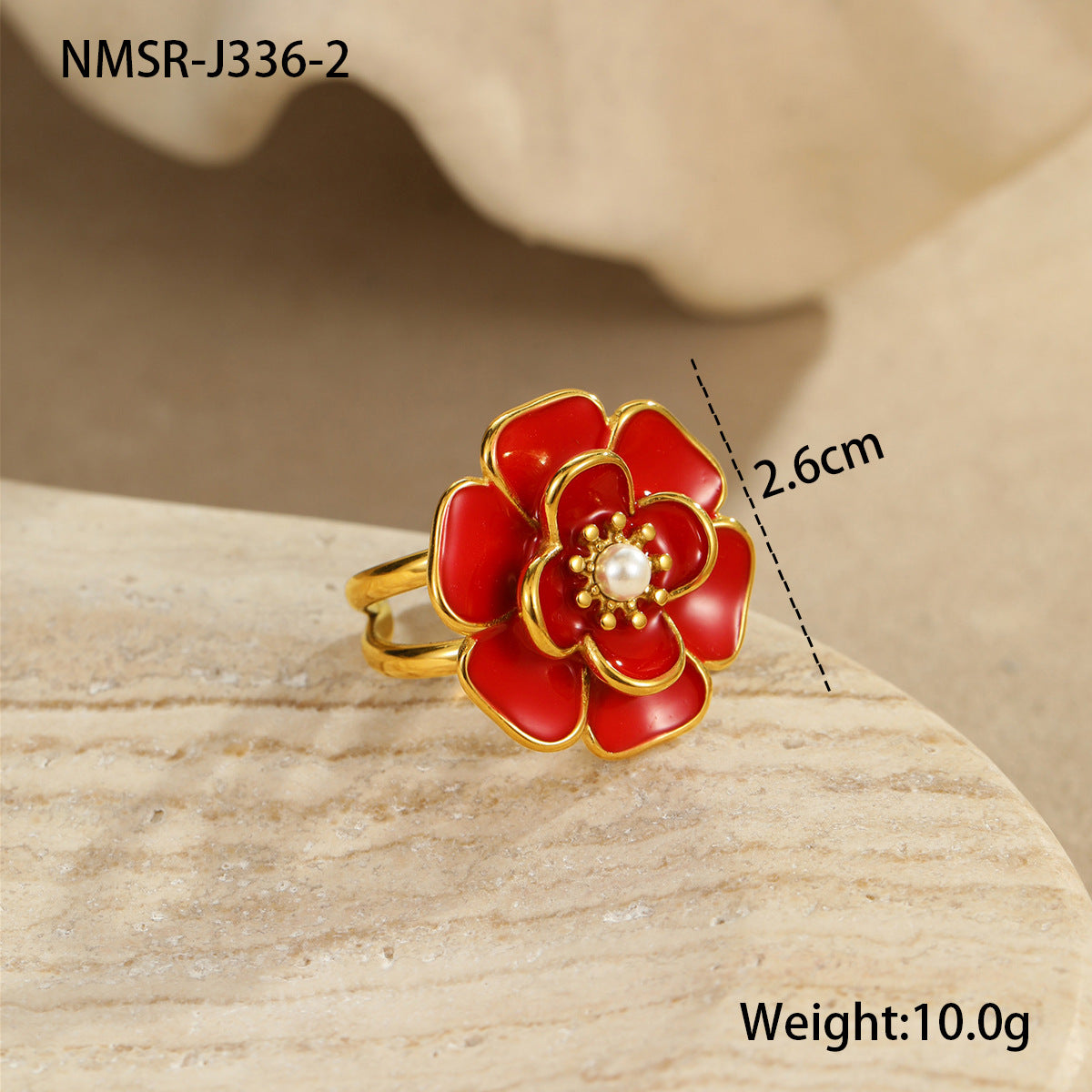 Collar de Acero Inoxidable con Baño de Oro de 18K con Flor de Esmalte en Forma de Camelia Estilo OL de Moda para Mujer