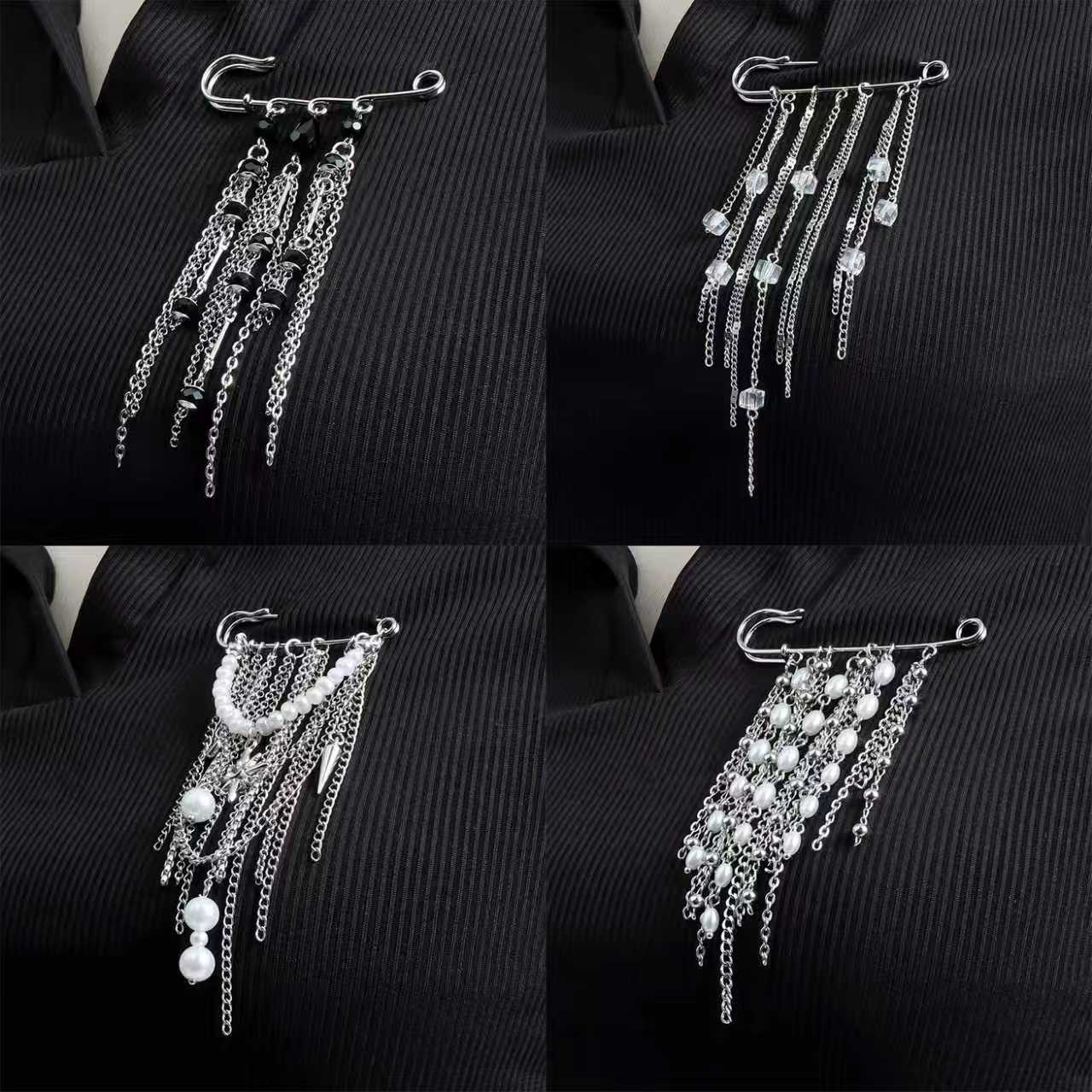 Elegant Geometric Alloy Plated Tassel Brooch for Women