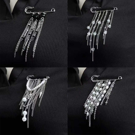 Elegant Geometric Alloy Plated Tassel Brooch for Women