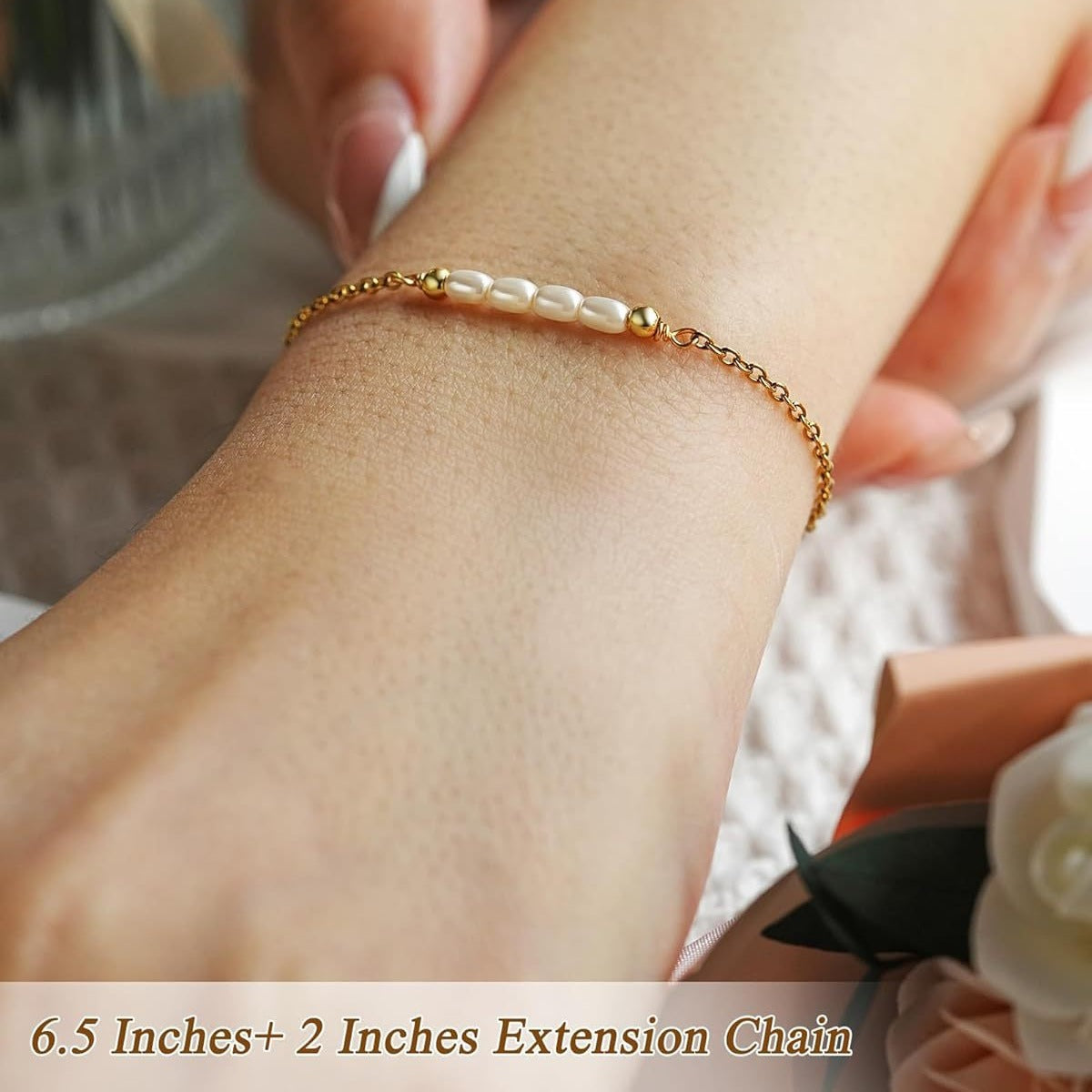 Sweet Geometric Pearl Stainless Steel Bracelet for Women